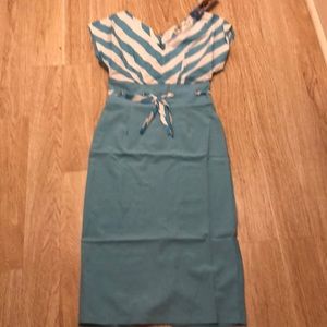 Betty page sky blue and white wiggle dress XL NWT